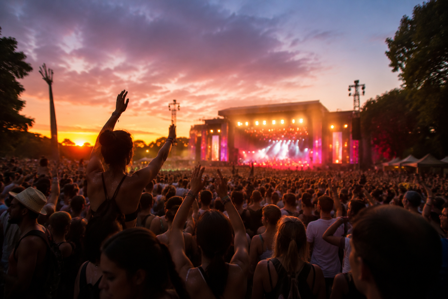 Crowd at an outdoor concert stage