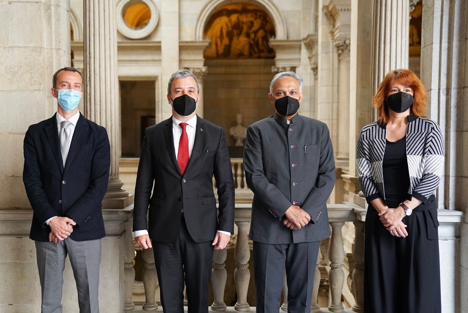 Sanjay Verma, Ambassador of India in Spain, Jaume Collboni y Laia Bonet / AYUNTAMIENTO DE BARCELONA