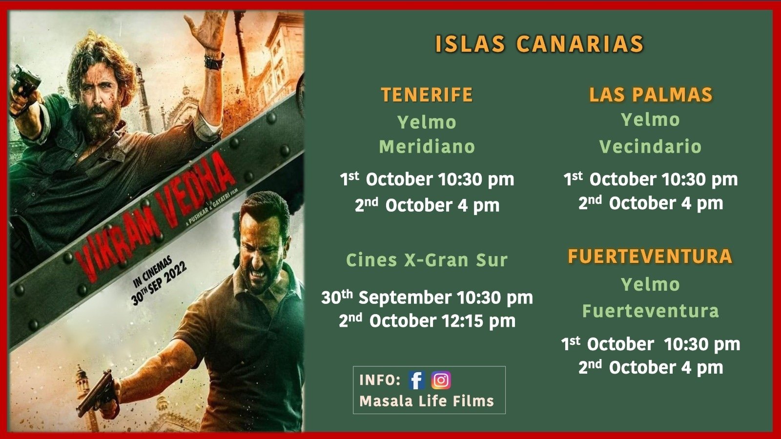 Vikram Vedha in Islas Canarias