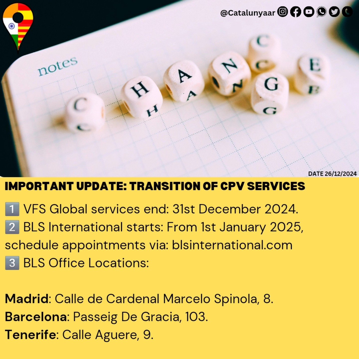 Indian Embassy in Spain Transitions CPV Services to BLS International Ltd.