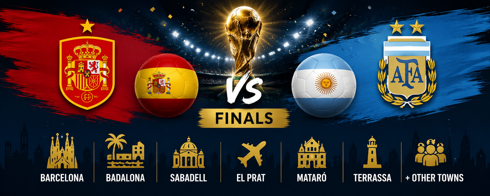 Spain vs Argentina, July 19. Every free public viewing spot across Catalunya” Barcelona's Les Corts screen, 30+ towns including Lleida, plus where to eat Indian food.